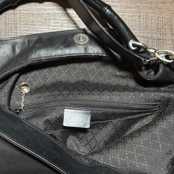Auth Vintage Gucci Bamboo Leather Black 2 Way - Picture 12 of 16